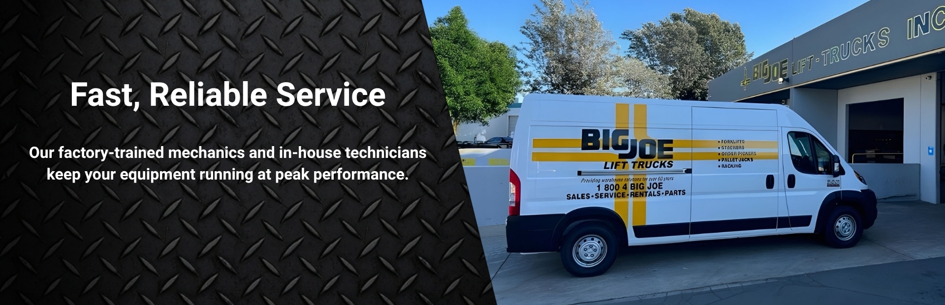 Big Joe Lift Trucks service van outside the dealership workshop